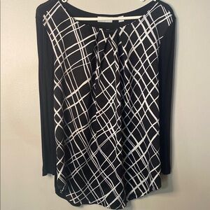 New York & Company Black and White Plaid Top